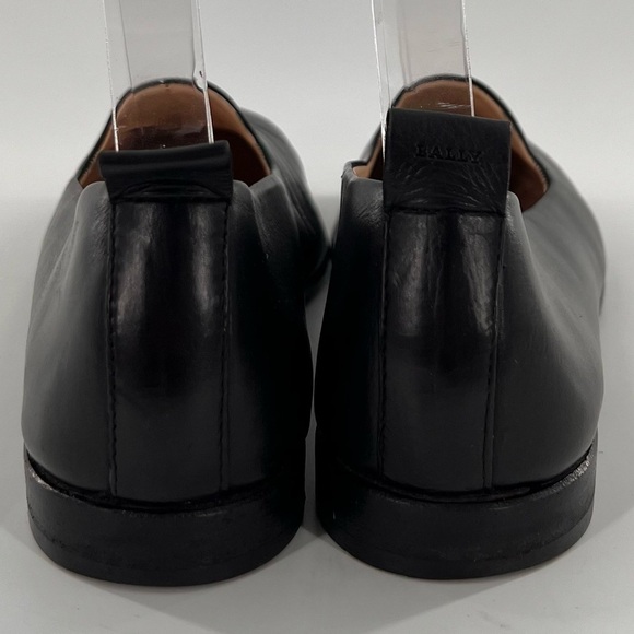 Bally Alba flats 6 black Italian leather smoking loafers old money minimalist - Picture 8 of 12